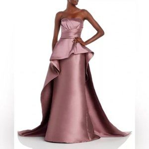 Amsale Mikado Strapless Peplum Gown Size 12